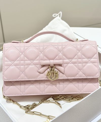My Dior Mini Bag in supple lambskin with cannage quilting - mini bag front view
